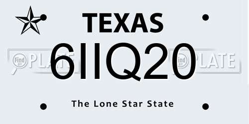 6IIQ20 Texas License Plate