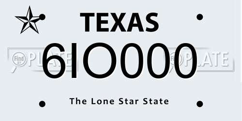 6IO000 Texas License Plate