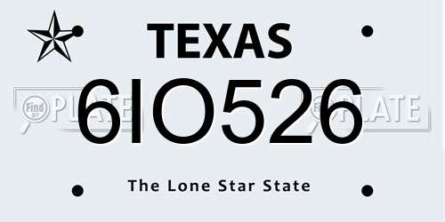 6IO526 Texas License Plate