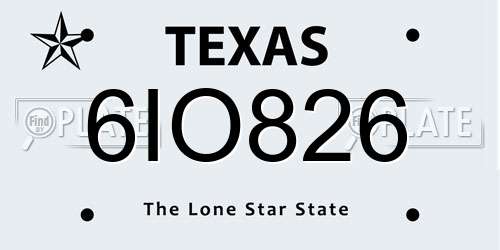 6IO826 Texas License Plate