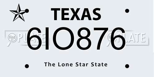 6IO876 Texas License Plate