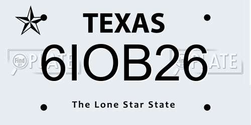 6IOB26 Texas License Plate