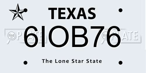 6IOB76 Texas License Plate