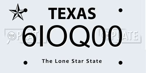 6IOQ00 Texas License Plate