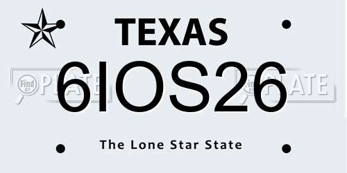 6IOS26 Texas License Plate