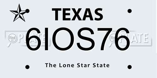 6IOS76 Texas License Plate