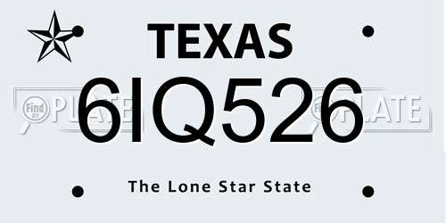 6IQ526 Texas License Plate