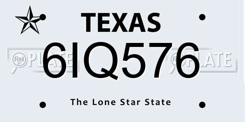 6IQ576 Texas License Plate