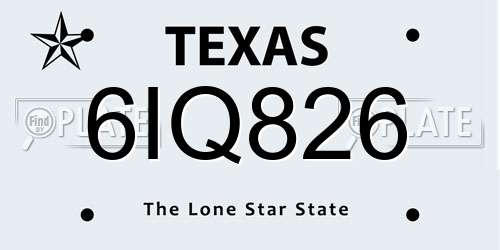 6IQ826 Texas License Plate