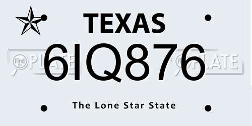6IQ876 Texas License Plate