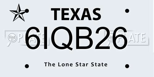 6IQB26 Texas License Plate