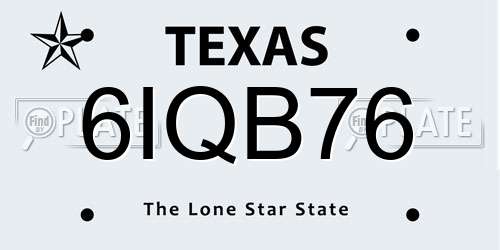 6IQB76 Texas License Plate
