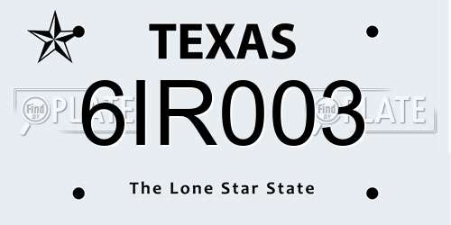 6IR003 Texas License Plate