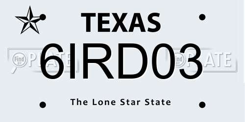 6IRD03 Texas License Plate