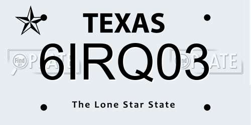 6IRQ03 Texas License Plate