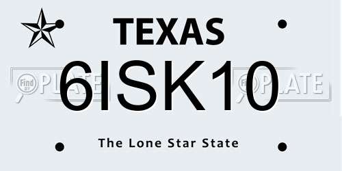 6ISK10 Texas License Plate