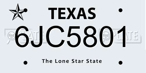 6JC5801 Texas License Plate