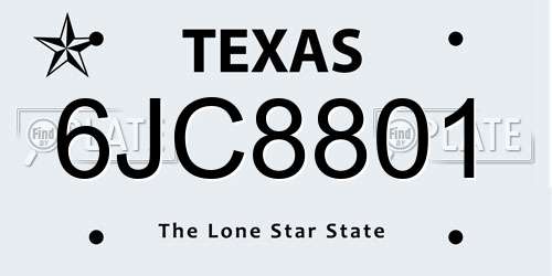 6JC8801 Texas License Plate
