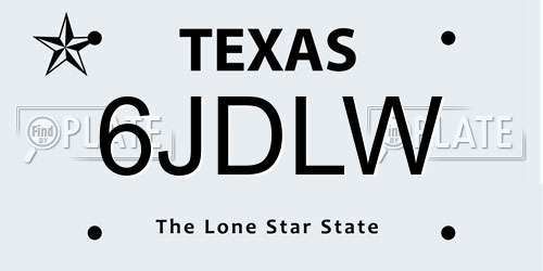 6JDLW Texas License Plate