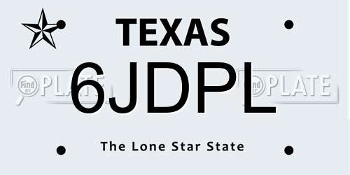 6JDPL Texas License Plate