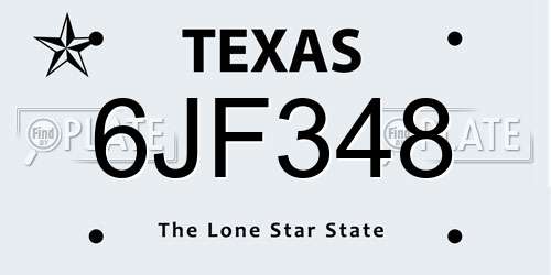 6JF348 Texas License Plate