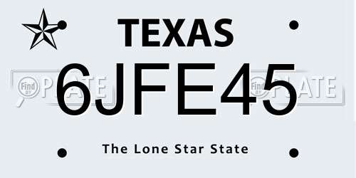 6JFE45 Texas License Plate