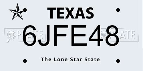 6JFE48 Texas License Plate