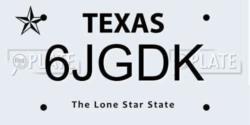 6JGDK Texas License Plate
