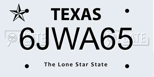 6JWA65 Texas License Plate