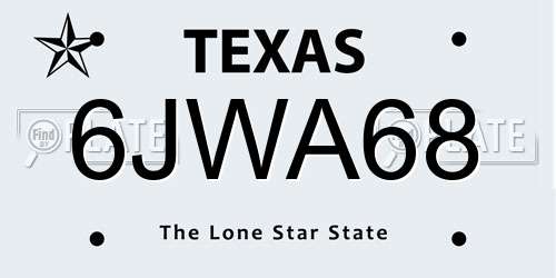 6JWA68 Texas License Plate