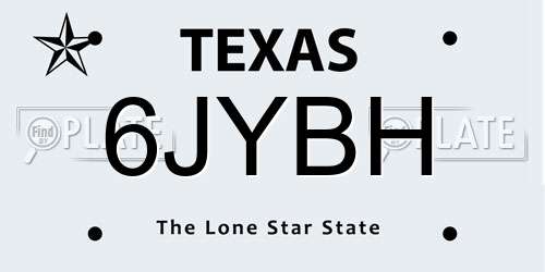 6JYBH Texas License Plate
