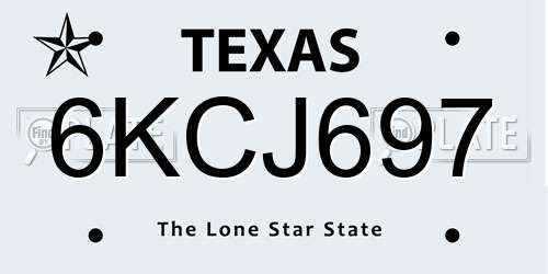 6KCJ697 Texas License Plate
