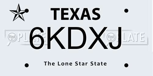 6KDXJ Texas License Plate