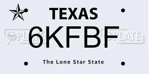 6KFBF Texas License Plate