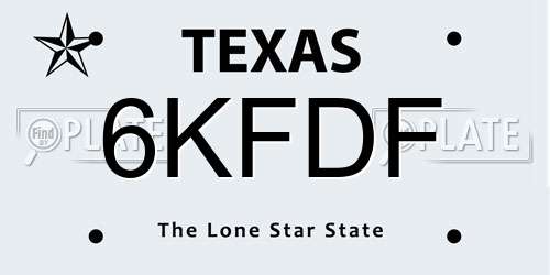 6KFDF Texas License Plate