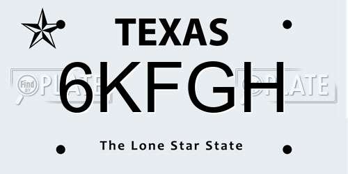 6KFGH Texas License Plate