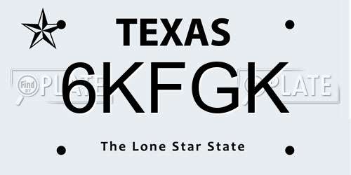 6KFGK Texas License Plate