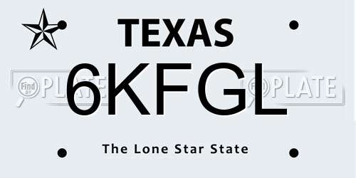 6KFGL Texas License Plate