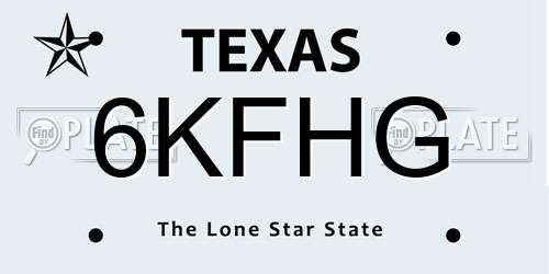 6KFHG Texas License Plate