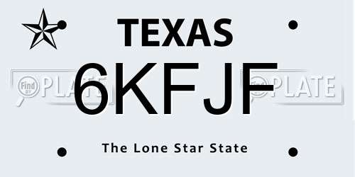 6KFJF Texas License Plate