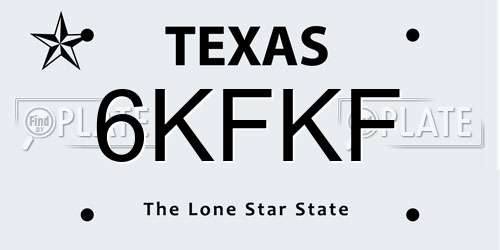 6KFKF Texas License Plate