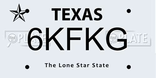 6KFKG Texas License Plate