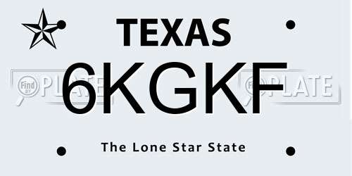 6KGKF Texas License Plate