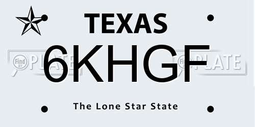 6KHGF Texas License Plate
