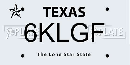 6KLGF Texas License Plate