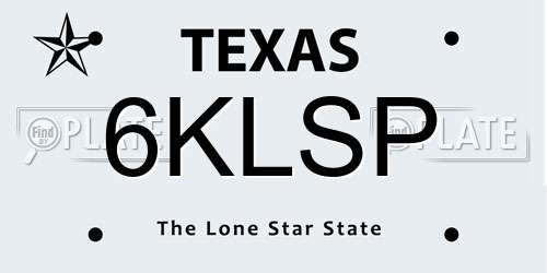 6KLSP Texas License Plate