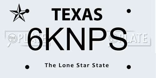 6KNPS Texas License Plate