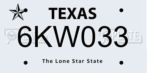 6KW033 Texas License Plate