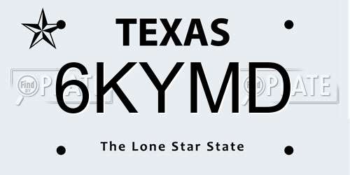 6KYMD Texas License Plate