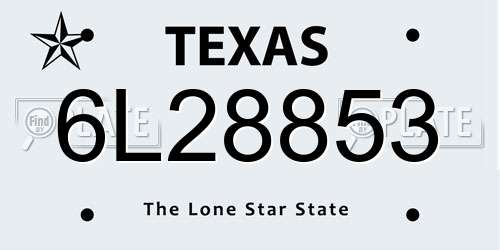 6L28853 Texas License Plate